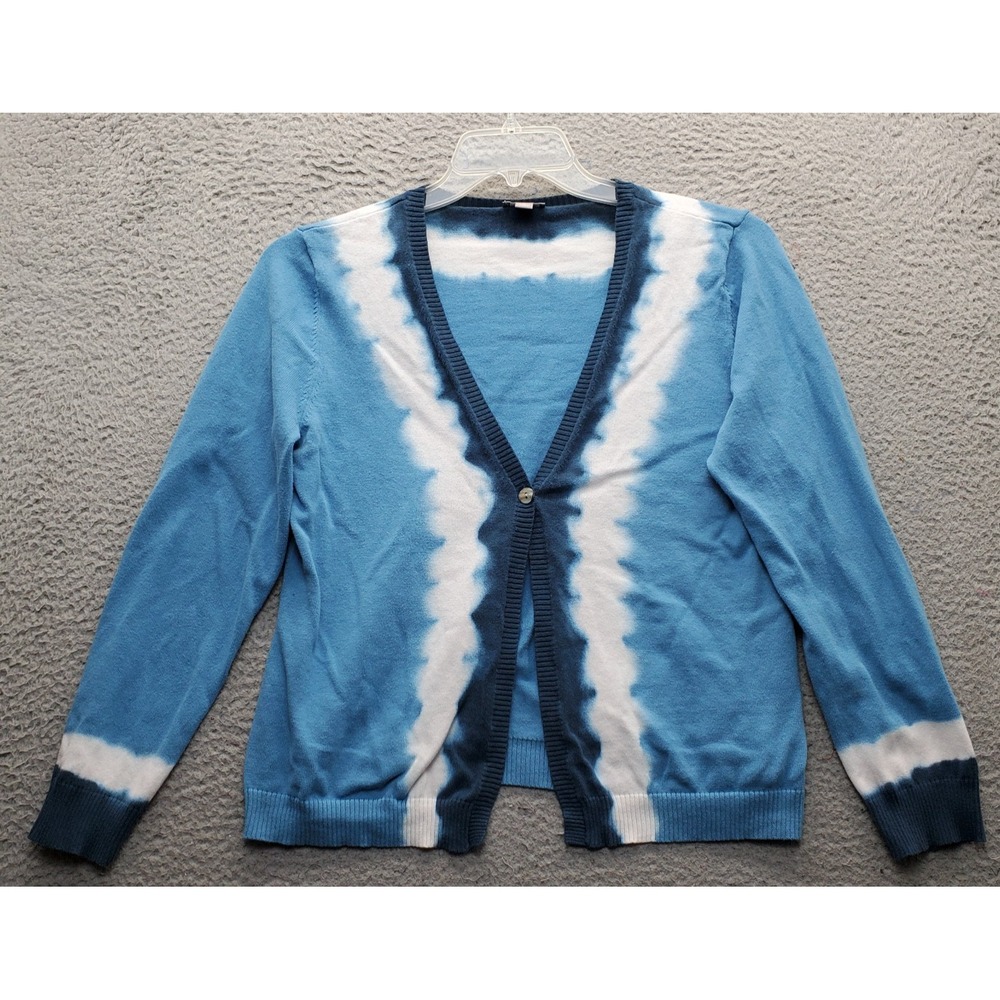 J. Jill Cardigan Sweater Women M Multi Tie Dye Raglan Sleeve V-Neck Button Front